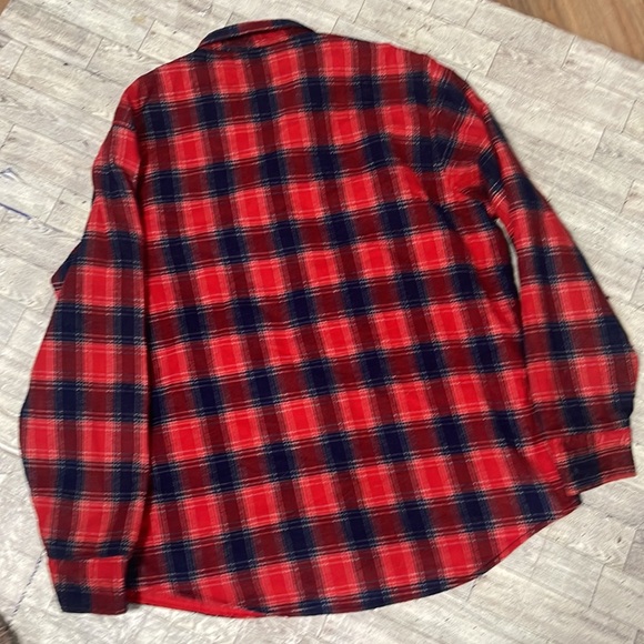 Quilted Flannel Shirt Red Navy Size Large - Picture 3 of 4